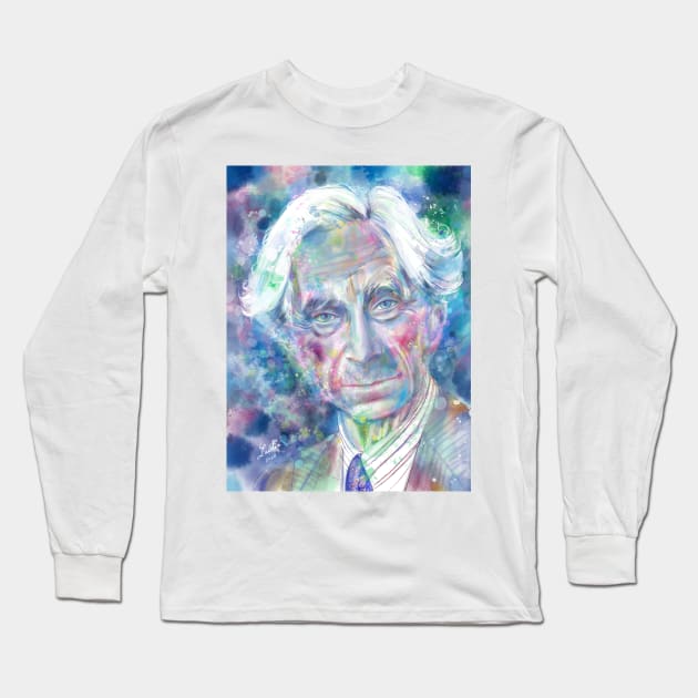 BERTRAND RUSSELL watercolor portrait Long Sleeve T-Shirt by lautir